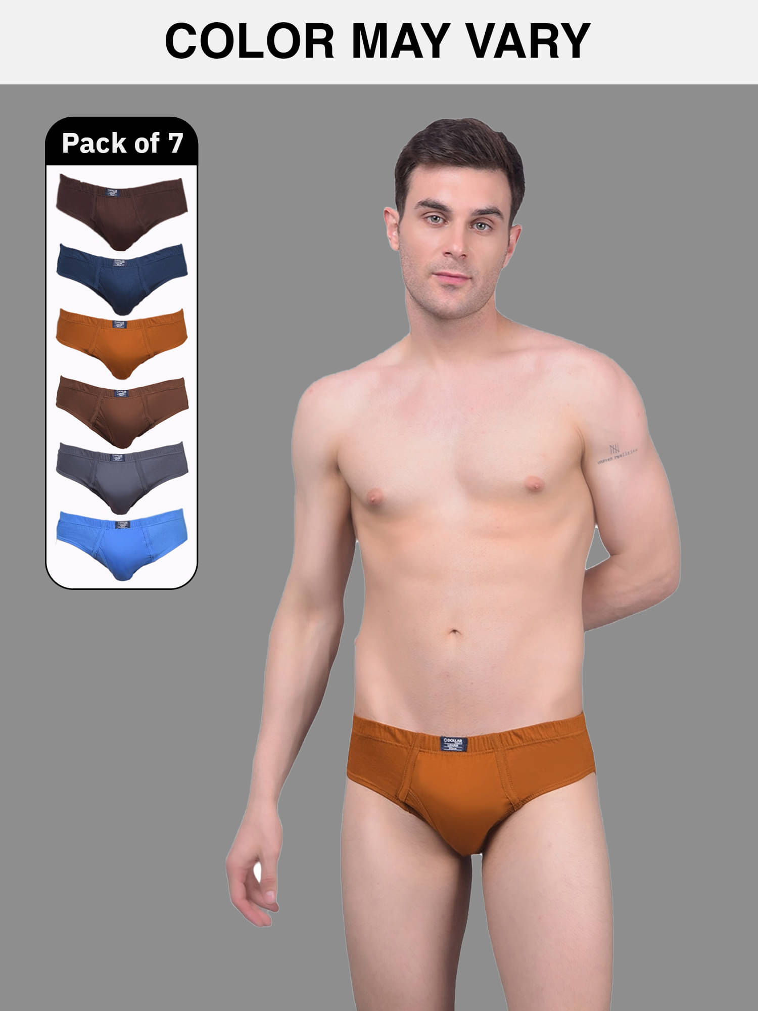    			Dollar Lehar Super Combed Cotton Mens Brief - Pack of 7 - (Colour May Vary)