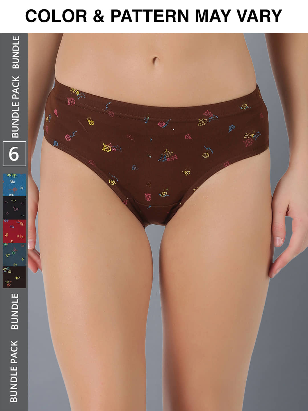 Dollar Lehar Super Combed Cotton Women's Printed Hipster Panty - Pack of 6 - (Print May Vary)