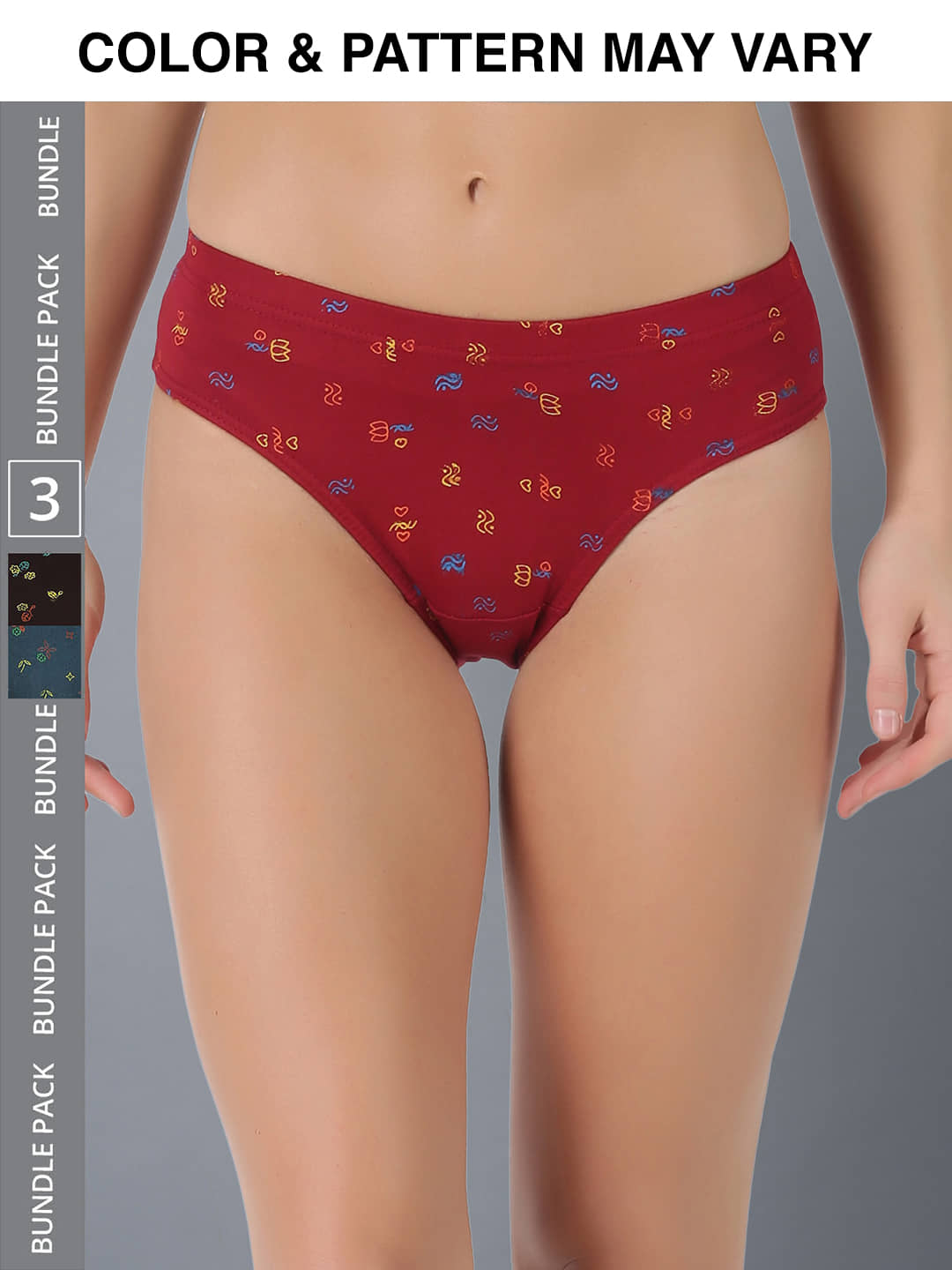 Dollar Lehar Super Combed Cotton Women's Printed Hipster Panty - Pack of 3 - (Print May Vary)
