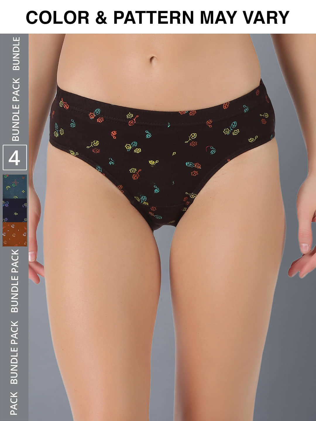 Dollar Lehar Super Combed Cotton Women's Printed Hipster Panty - Pack of 4 - (Print May Vary)