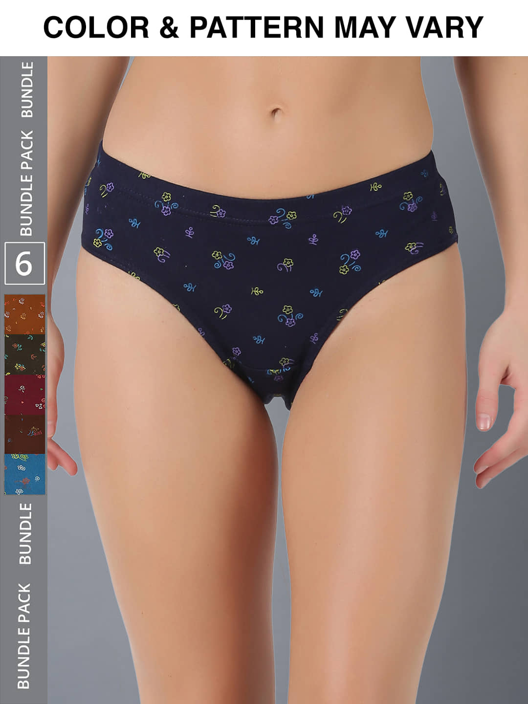Dollar Lehar Super Combed Cotton Women's Printed Hipster Panty - Pack of 6 - (Print May Vary)