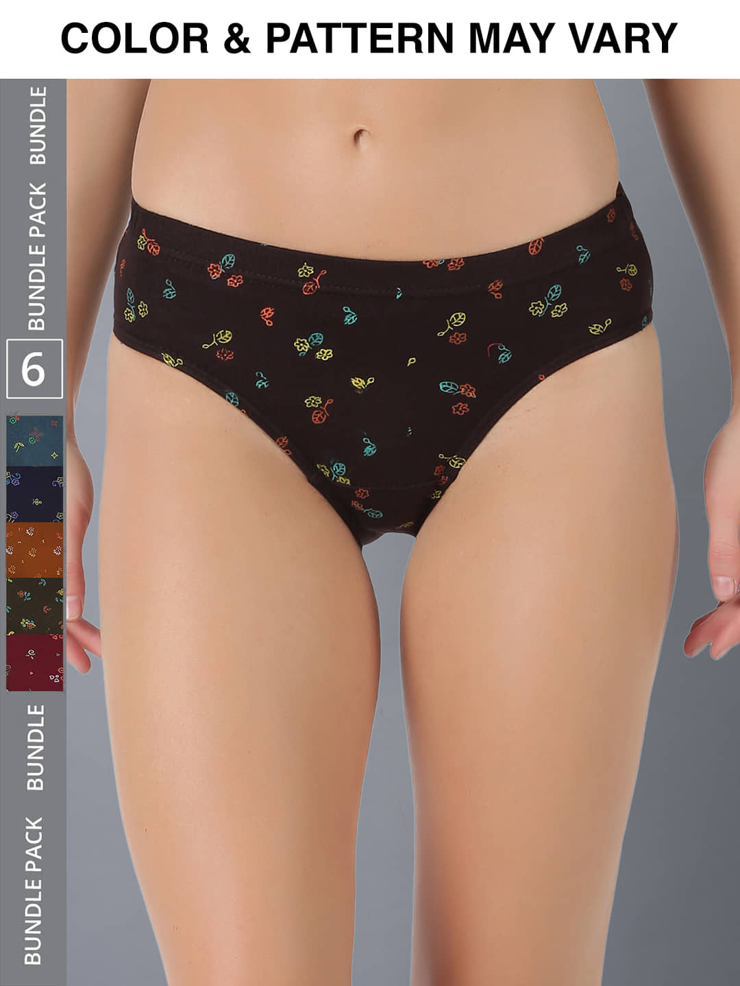 Dollar Lehar Super Combed Cotton Women's Printed Hipster Panty - Pack of 6 - (Print May Vary)