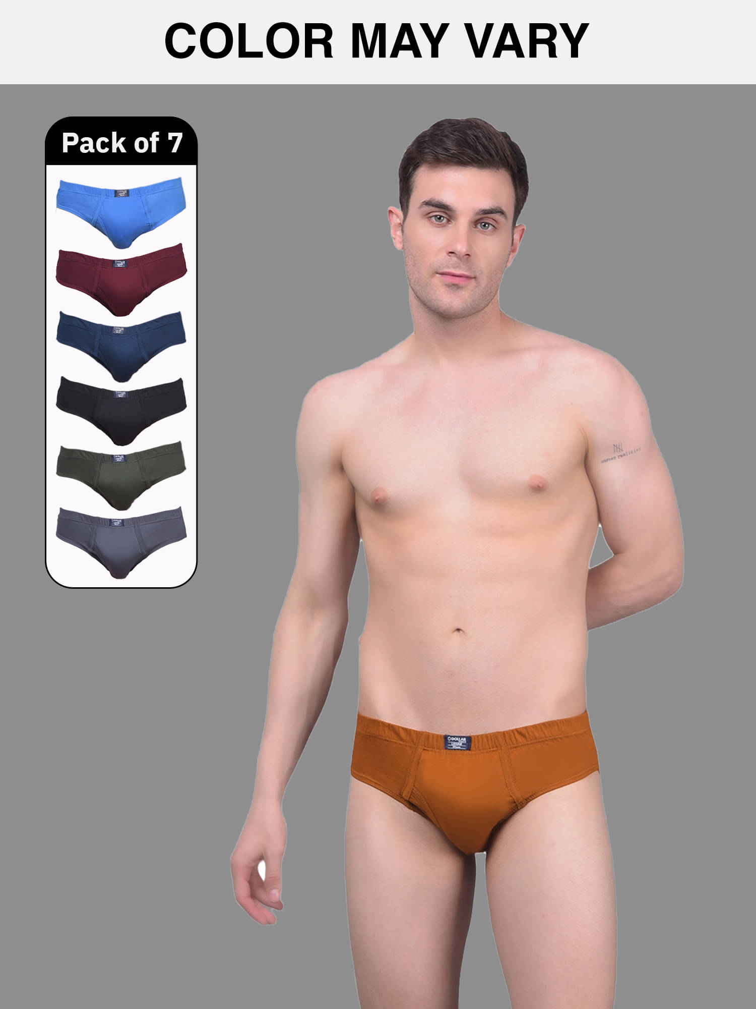     			Dollar Lehar Super Combed Cotton Mens Brief - Pack of 7 - (Colour May Vary)