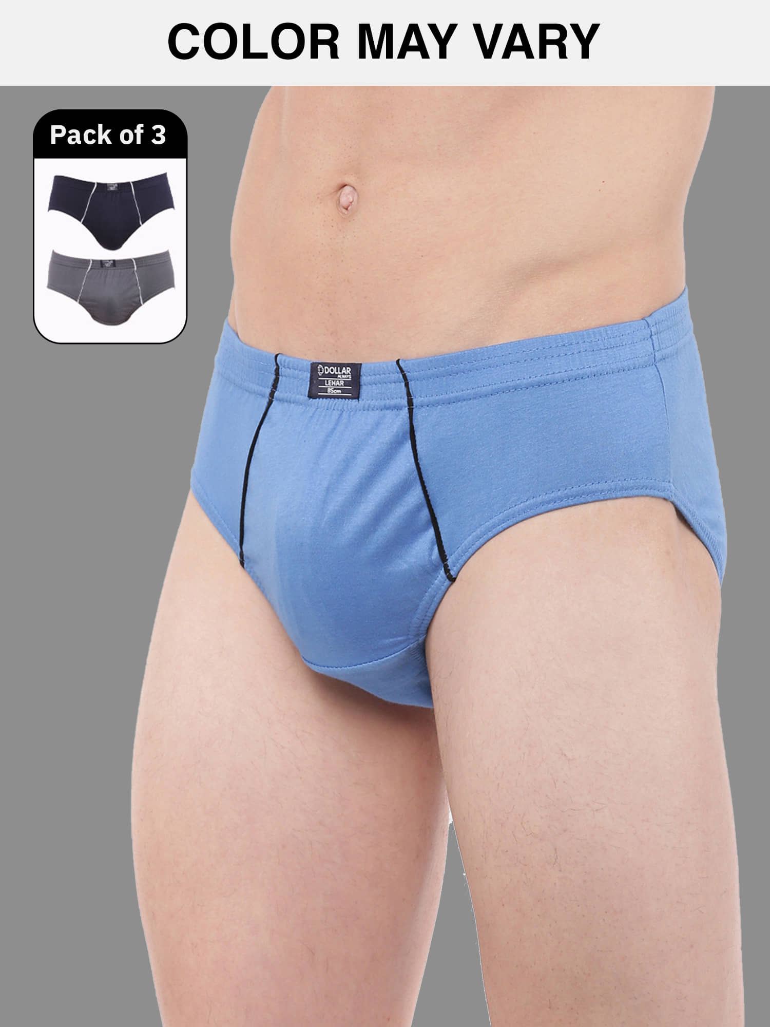 Dollar Lehar Super Combed Cotton Mens Brief - Pack of 3 - (Colour May Vary)
