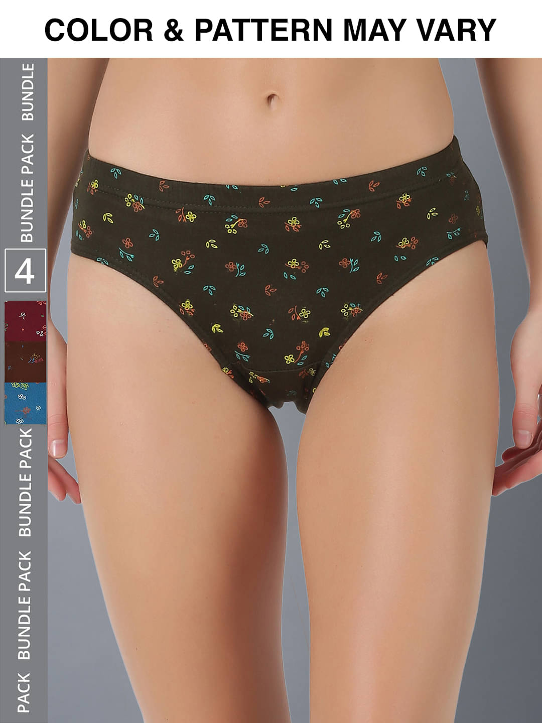     			Dollar Lehar Super Combed Cotton Women's Printed Hipster Panty - Pack of 4 - (Print May Vary)