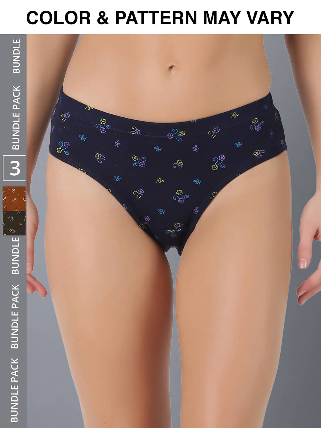 Dollar Lehar Super Combed Cotton Women's Printed Hipster Panty - Pack of 3 - (Print May Vary)