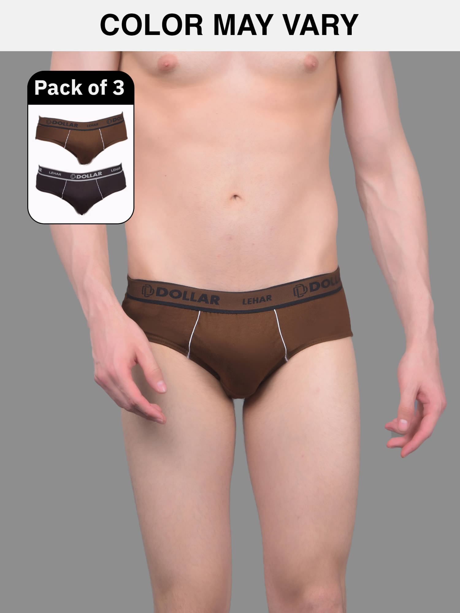 Dollar Lehar Super Combed Cotton Mens Brief - Pack of 3 - (Colour May Vary) Dollar Lehar Super Combed Cotton Mens Brief - Pack of 3 - (Colour May Vary)