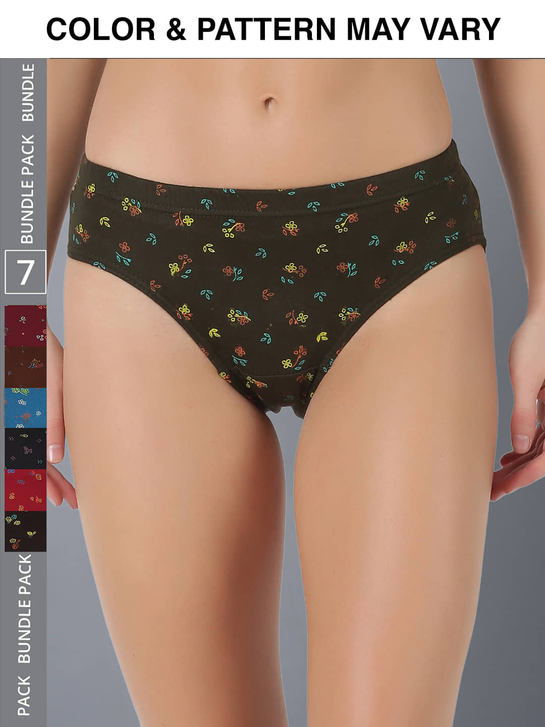 Dollar Lehar Super Combed Cotton Women's Printed Hipster Panty - Pack of 7 - (Print May Vary)