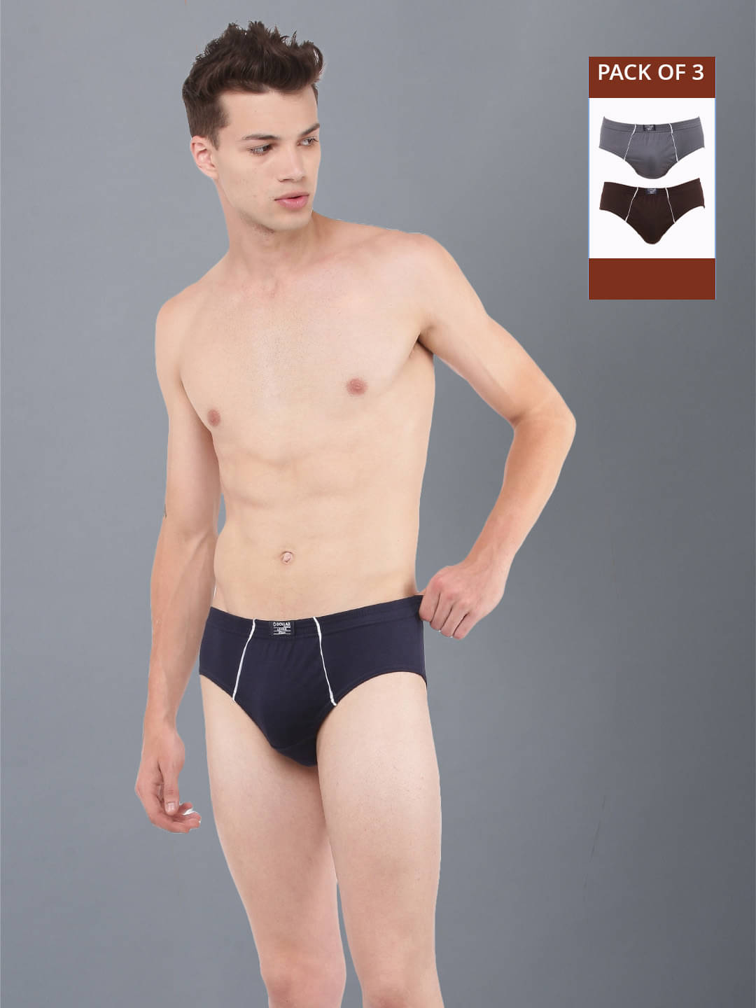 Dollar Lehar Super Combed Cotton Mens Brief - Pack of 3 - (Colour May Vary) Dollar Lehar Super Combed Cotton Mens Brief - Pack of 3 - (Colour May Vary)