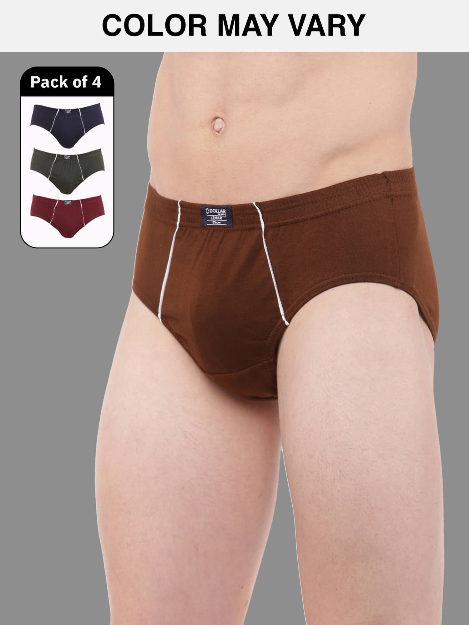Dollar Lehar Super Combed Cotton Mens Brief - Pack of 4 - (Colour May Vary)