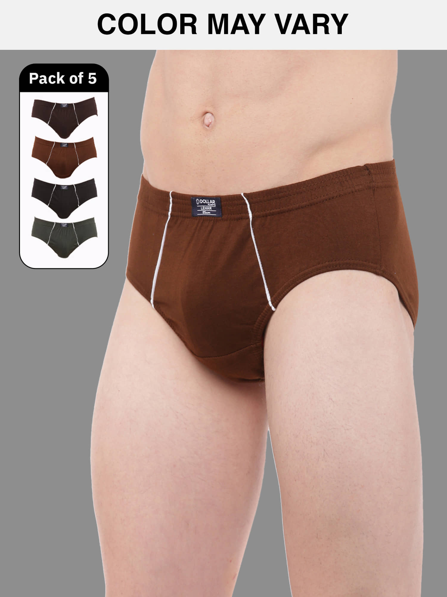 Dollar Lehar Super Combed Cotton Mens Brief - Pack of 5 - (Colour May Vary)
