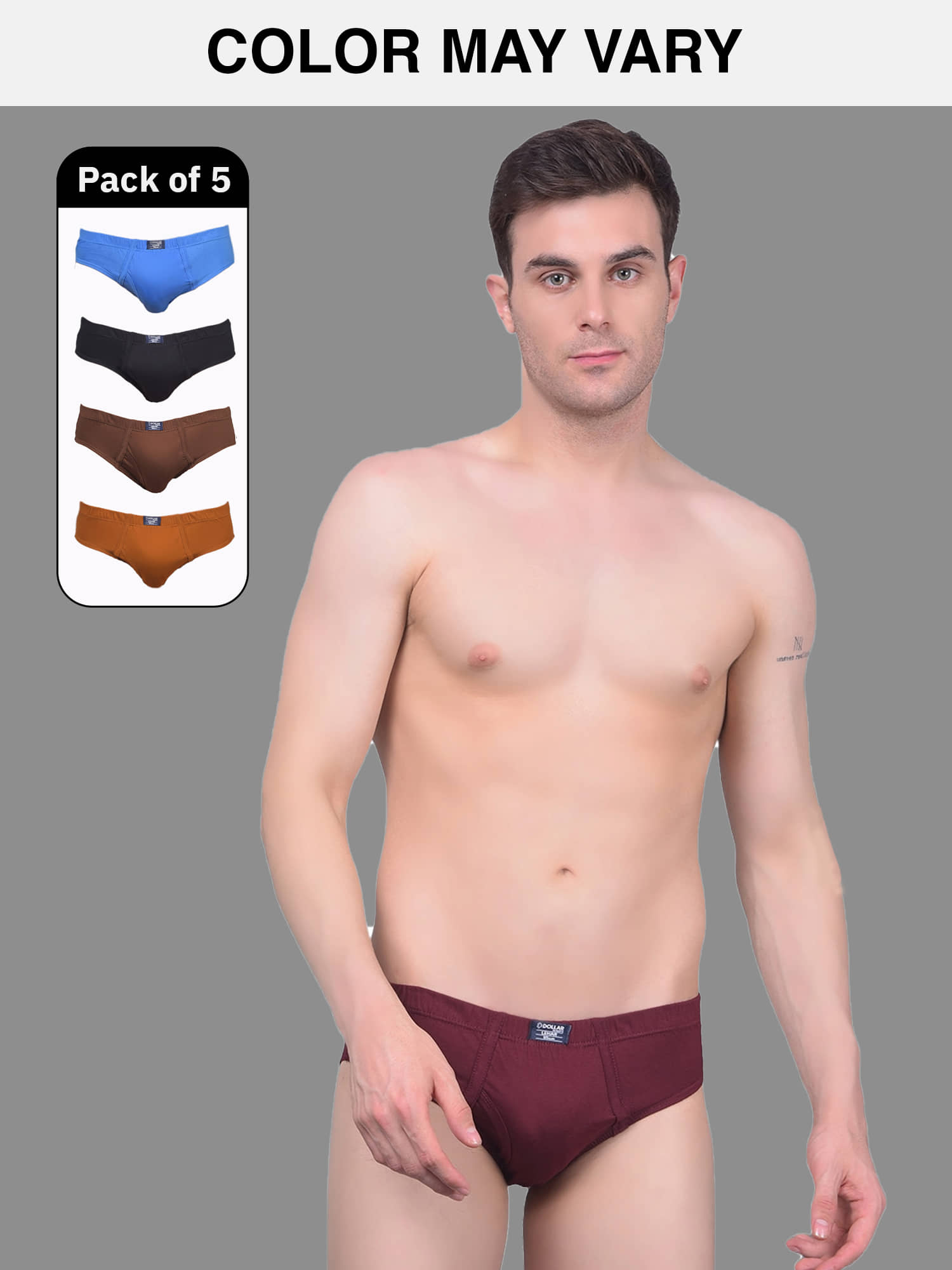 Dollar Lehar Super Combed Cotton Mens Brief - Pack of 5 - (Colour May Vary)