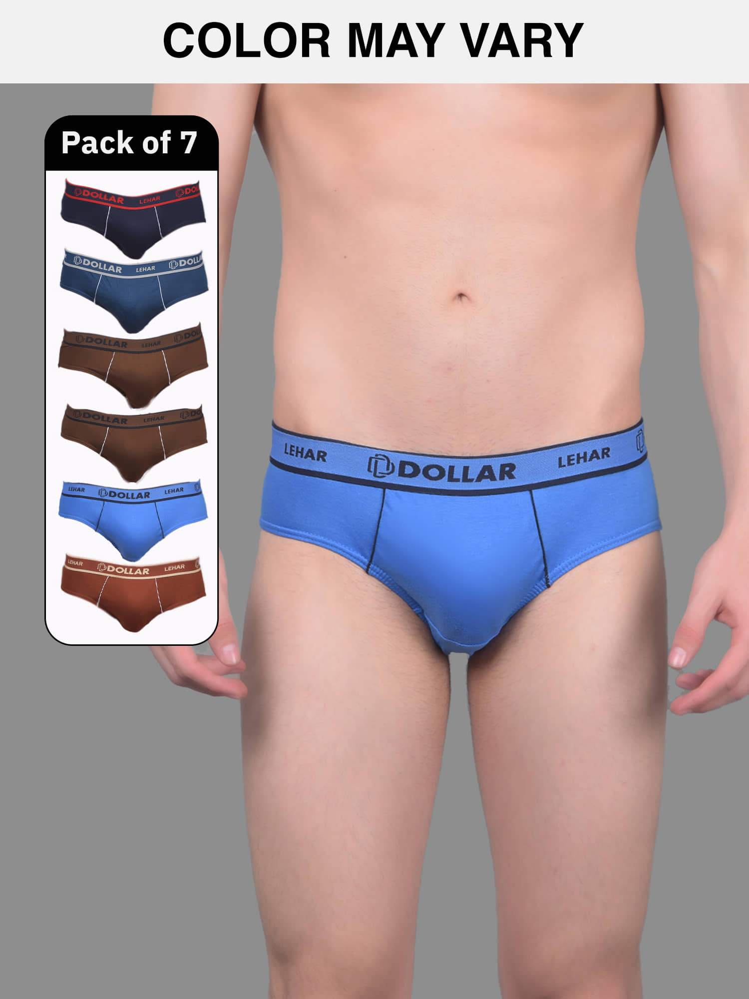 Dollar Lehar Super Combed Cotton Mens Brief - Pack of 7 - (Colour May Vary)