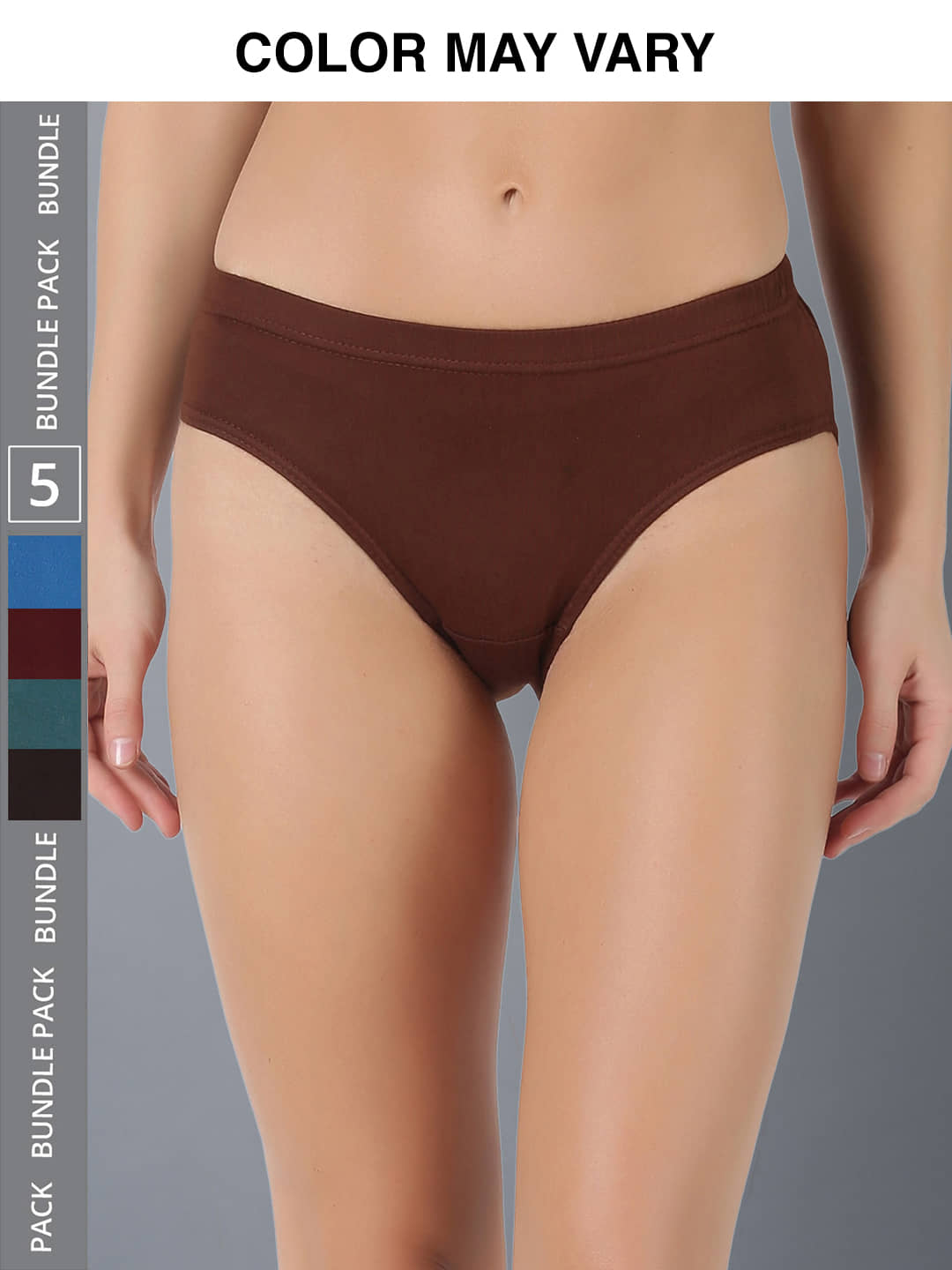 Dollar Lehar Super Combed Cotton Women's Solid Hipster Panty - Pack of 5 - (Colour May Vary)