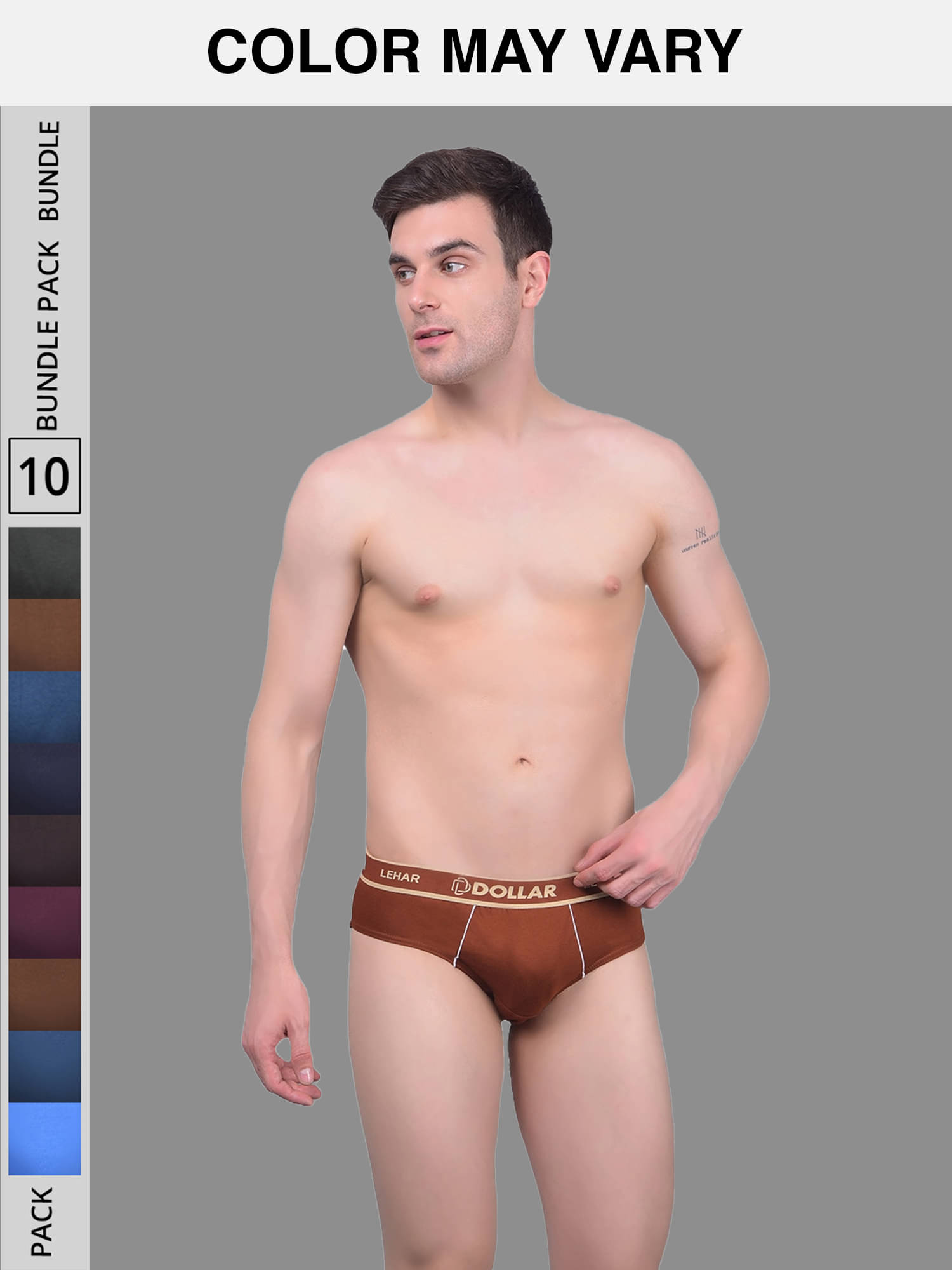     			Dollar Lehar Super Combed Cotton Mens Brief - Pack of 10 - (Colour May Vary)