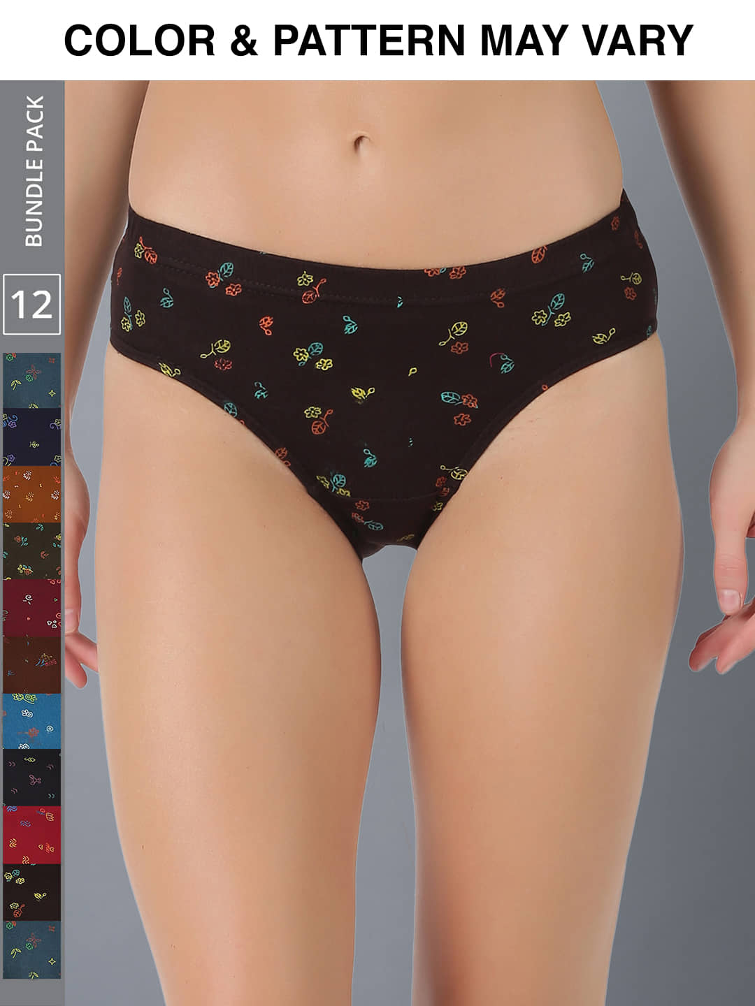 Dollar Lehar Super Combed Cotton Women's Printed Hipster Panty - Pack of 12 - (Print May Vary)