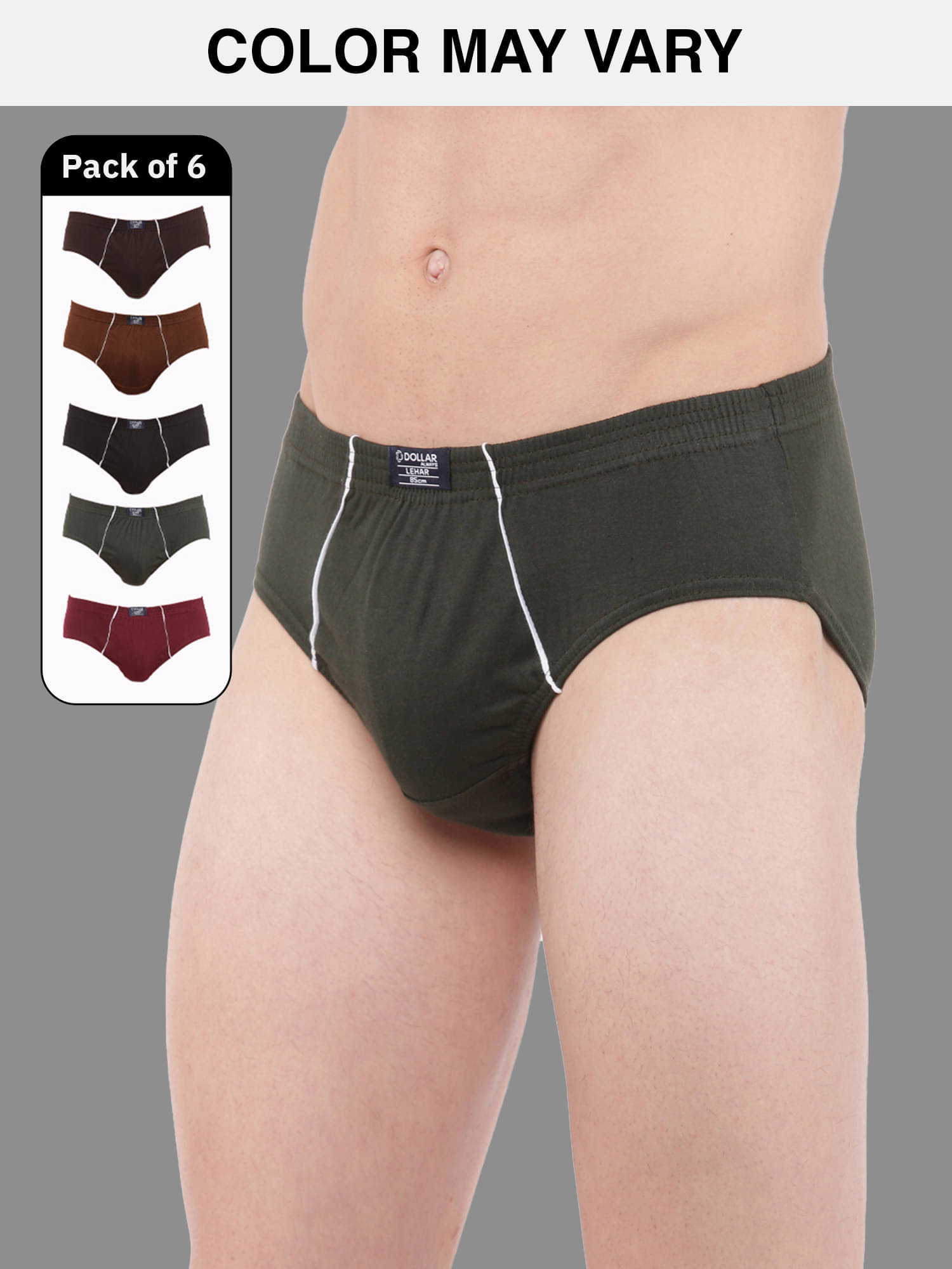    			Dollar Lehar Super Combed Cotton Mens Brief - Pack of 6 - (Colour May Vary)