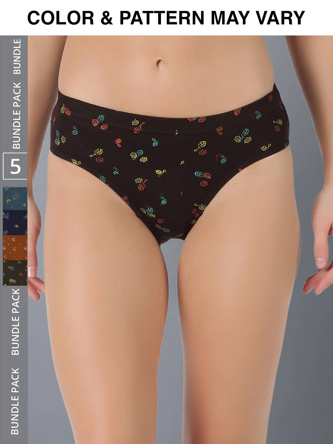 Dollar Lehar Super Combed Cotton Women's Printed Hipster Panty - Pack of 5 - (Print May Vary)