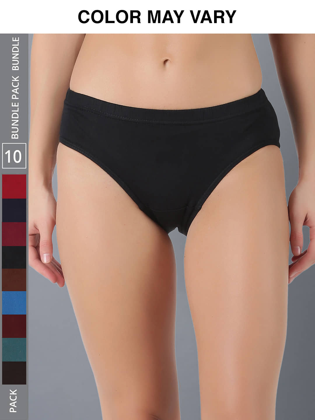 Dollar Lehar Super Combed Cotton Women's Solid Hipster Panty - Pack of 10 - (Colour May Vary)