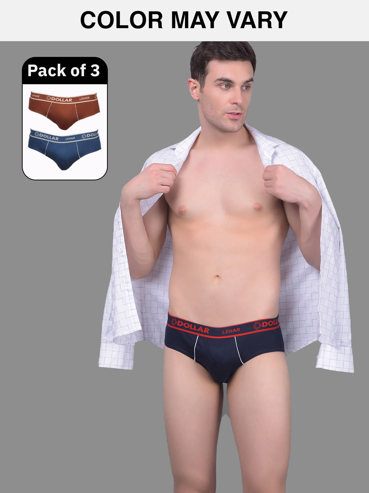 Dollar Lehar Super Combed Cotton Mens Brief - Pack of 3 - (Colour May Vary)     			Dollar Lehar Super Combed Cotton Mens Brief - Pack of 3 - (Colour May Vary)