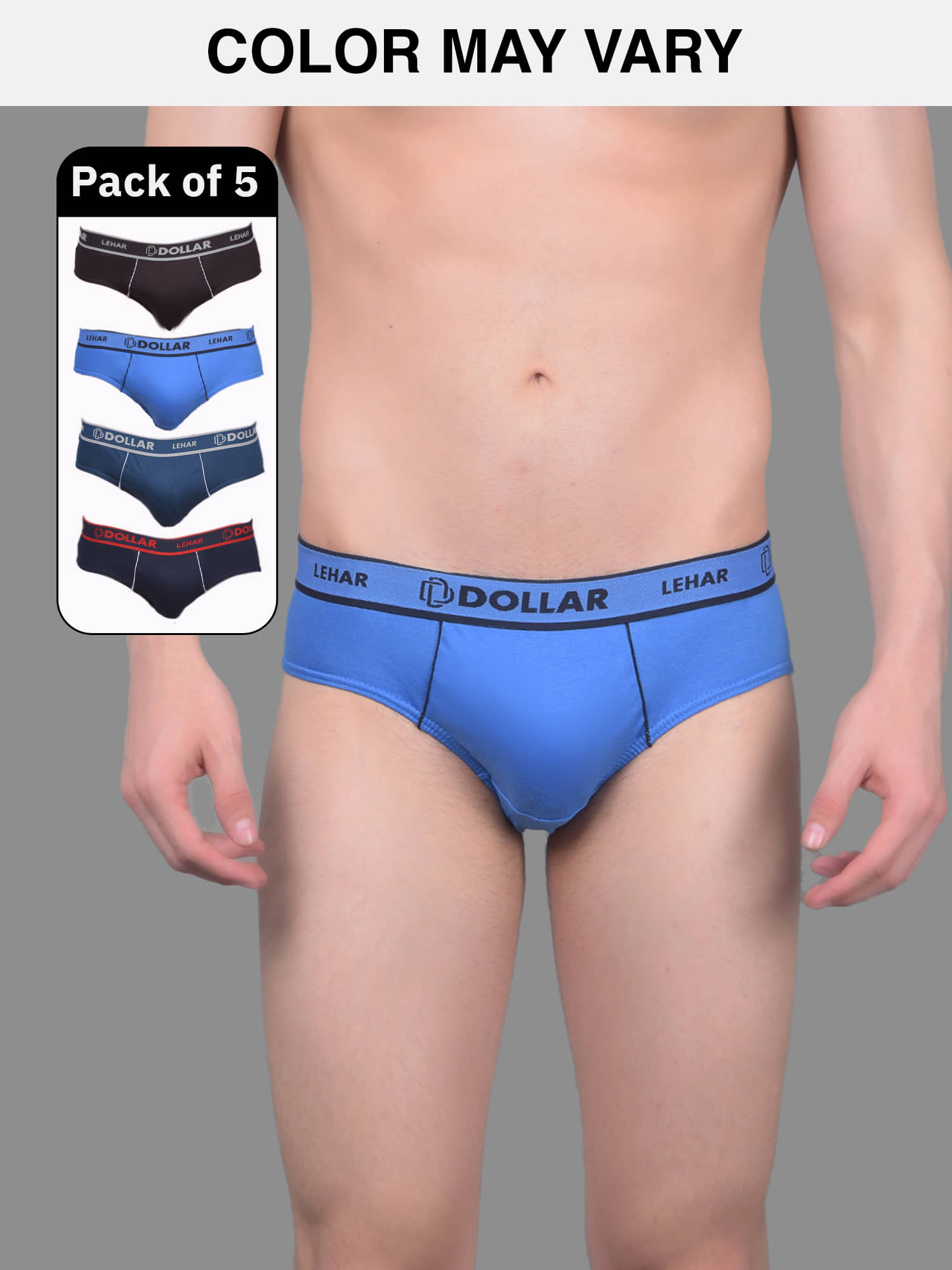 Dollar Lehar Super Combed Cotton Mens Brief - Pack of 5 - (Colour May Vary)