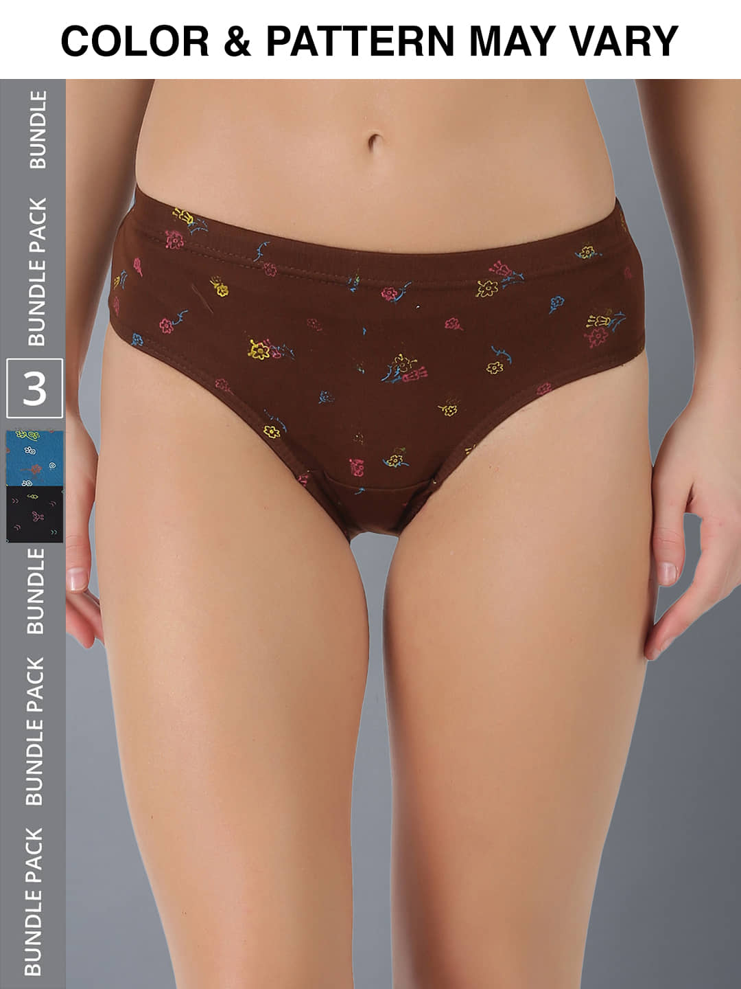Dollar Lehar Super Combed Cotton Women's Printed Hipster Panty - Pack of 3 - (Print May Vary)