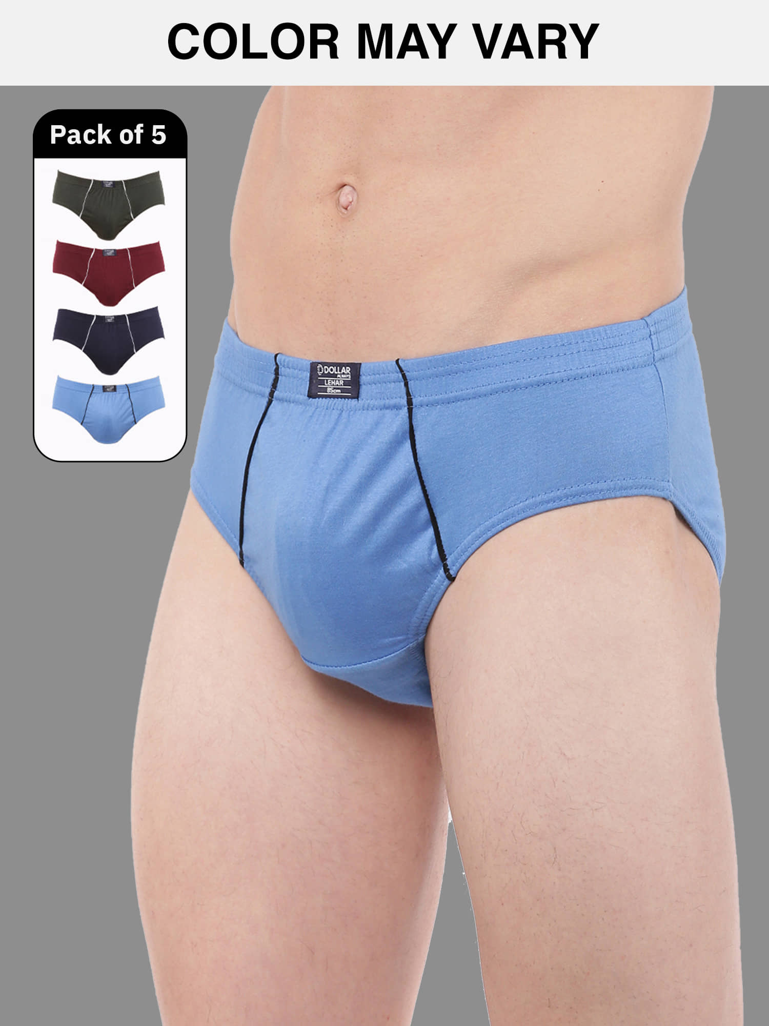 Dollar Lehar Super Combed Cotton Mens Brief - Pack of 5 - (Colour May Vary)