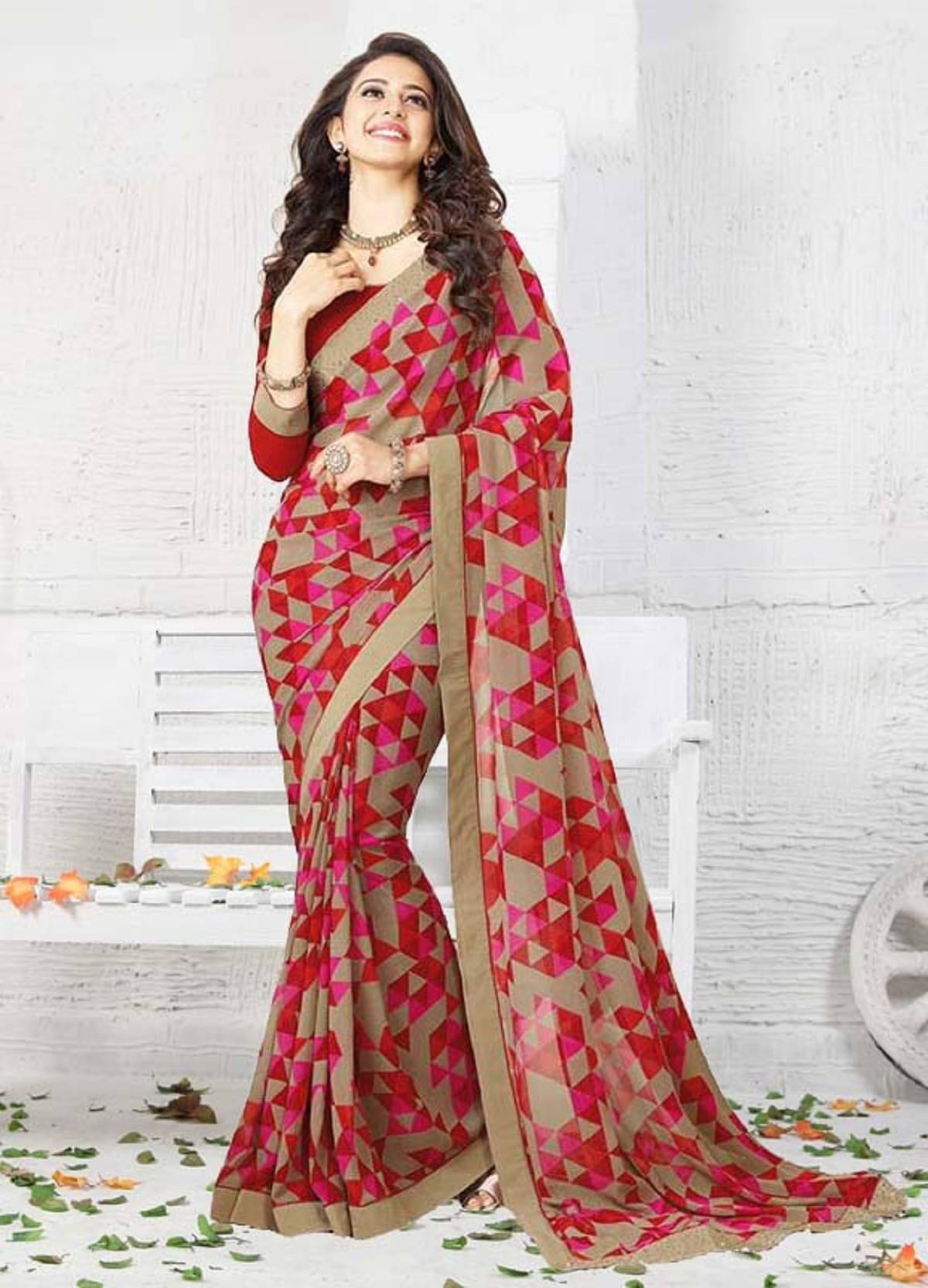 Gazal Fashions Chiffon Printed Saree With Unstitched Blouse Piece ( Multicolor ) Gazal Fashions Chiffon Printed Saree With Unstitched Blouse Piece ( Multicolor )