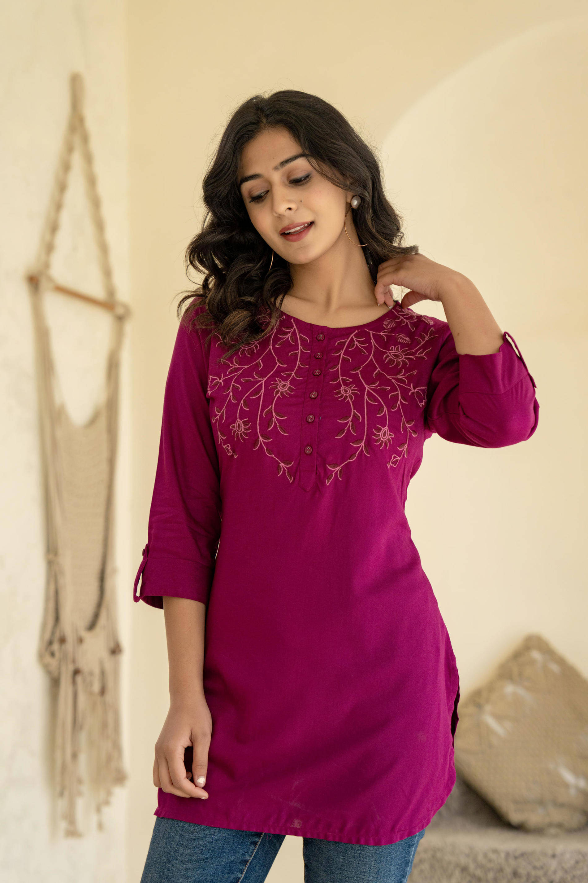 Juniper Women's Viscose Tunic ( Maroon ) Juniper Women's Viscose Tunic ( Maroon )