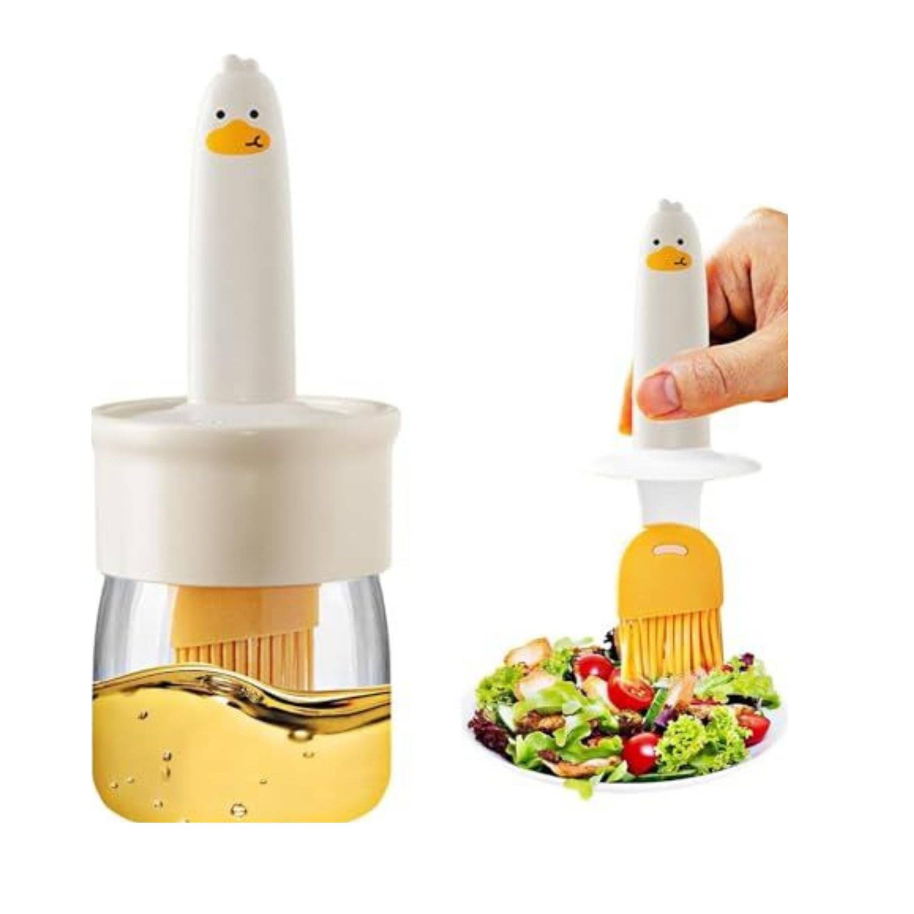     			Oil Dispenser Bottle with Silicone Brush for Cooking Vinegar Sauce BBQ Grill Frying Baking, Air Fryer (Pack of 1) (Multi Color)