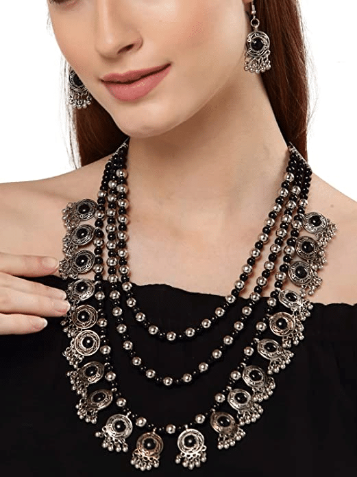     			Opus Gems Black Alloy Necklace Set ( Pack of 1 )