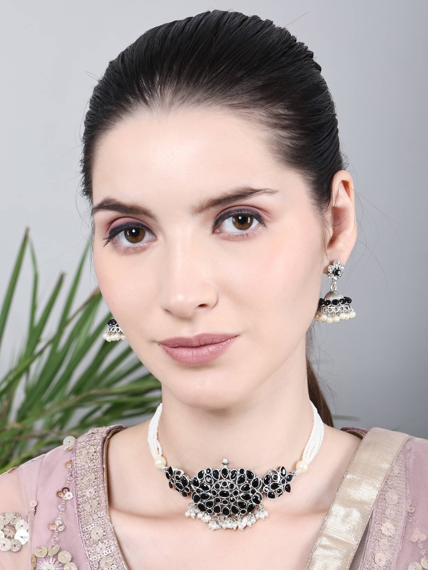     			Opus Gems Black Alloy Necklace Set ( Pack of 1 )