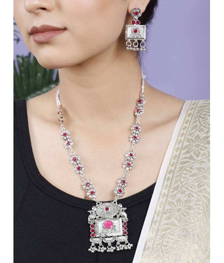     			Opus Gems Maroon Alloy Necklace Set ( Pack of 1 )