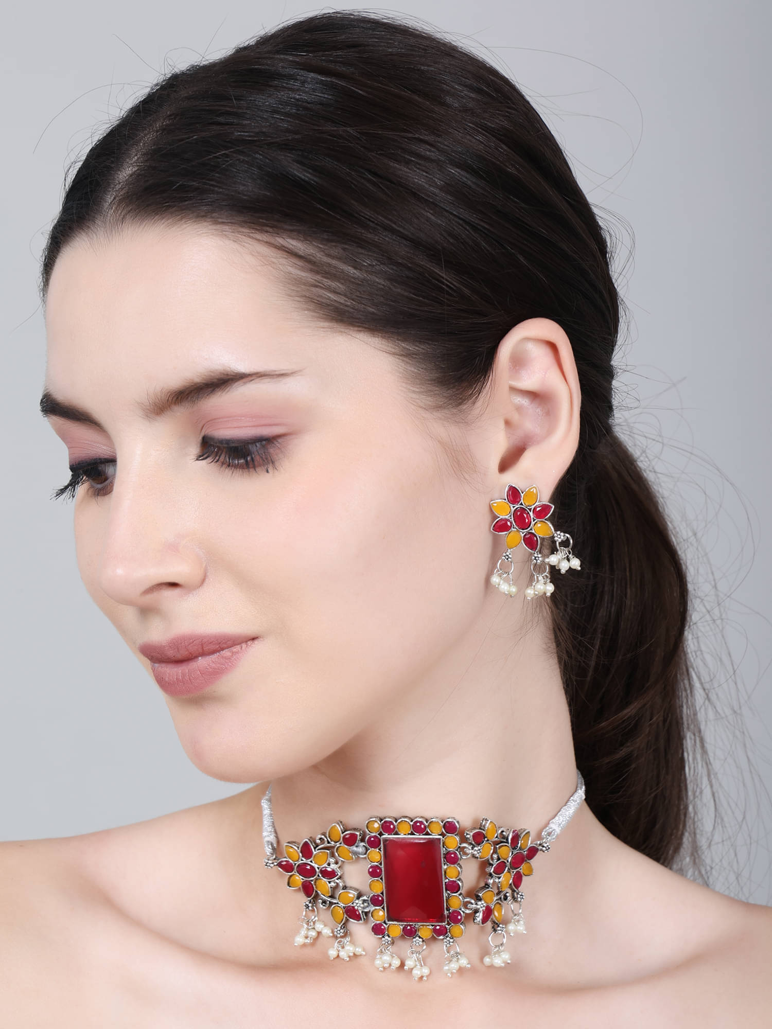     			Opus Gems Multicolor Alloy Necklace Set ( Pack of 1 )