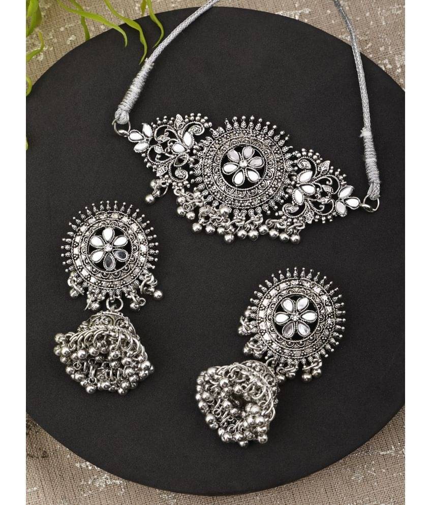     			Opus Gems Silver Alloy Necklace Set ( Pack of 1 )