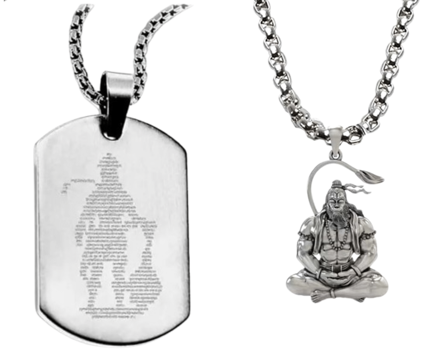     			Opus Gems Silver Men's Religious Pendant With Chain ( Pack of 2 )