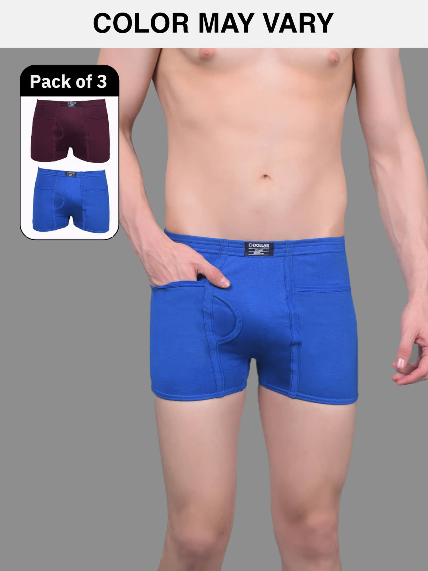 Pack of 3 Dollar Multicolor MLHTR-01-P-AST5-PO3 Cotton Men's Trunks