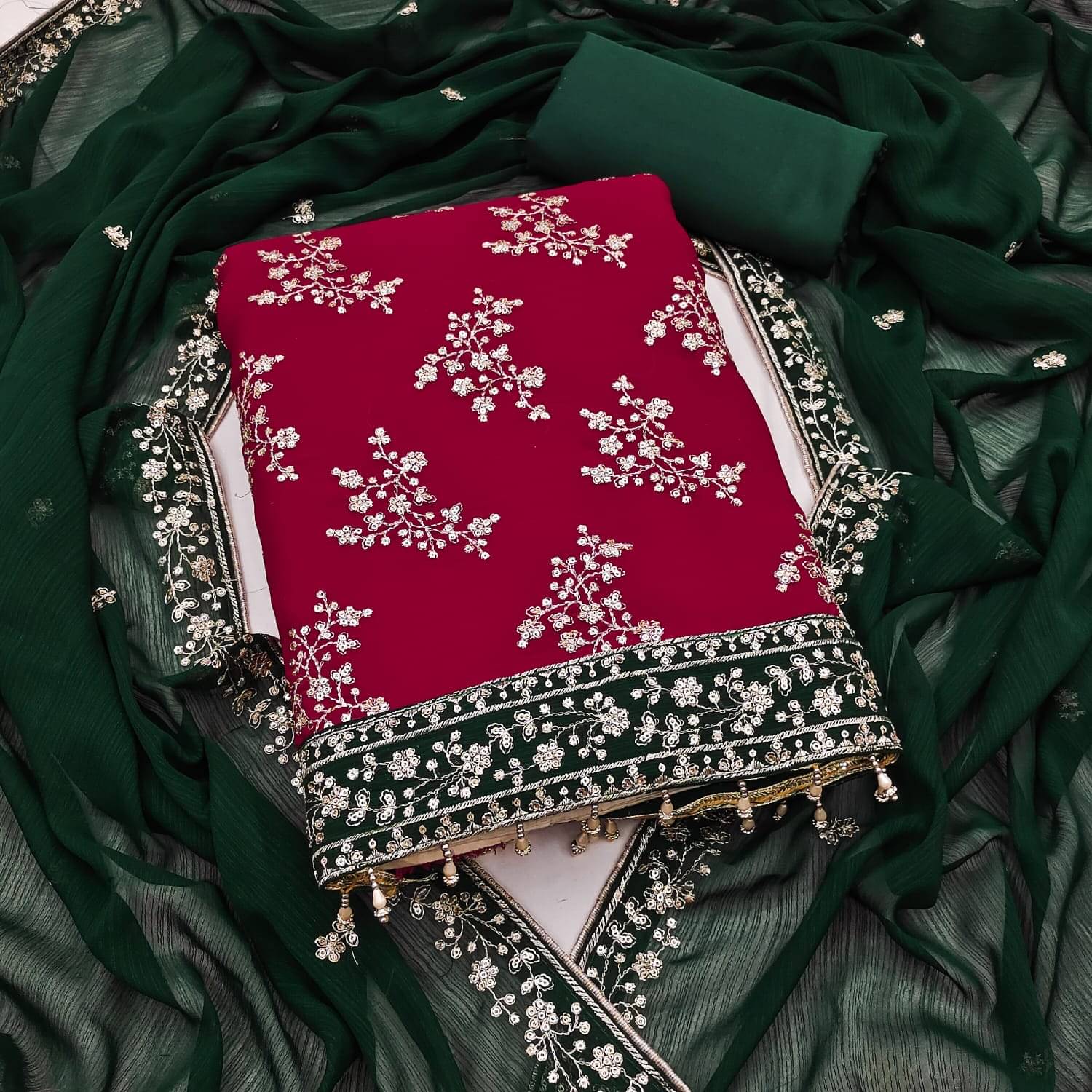 Rangtulika Ethnics Women Blended Unstitched Dress Material ( Maroon ) Rangtulika Ethnics Women Blended Unstitched Dress Material ( Maroon )