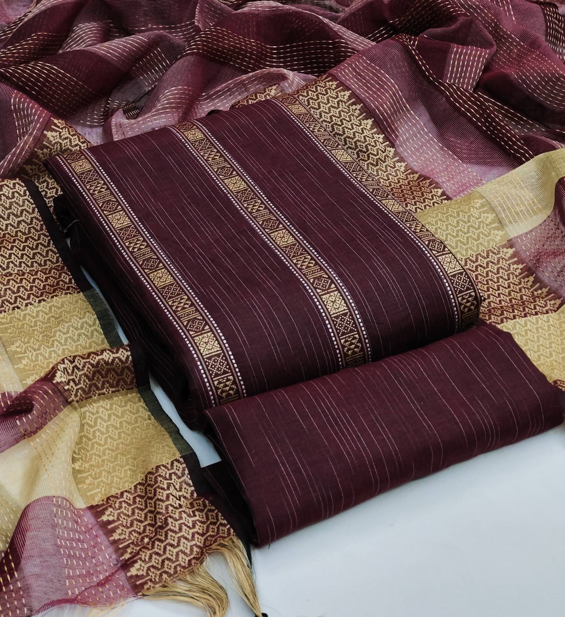     			Rangtulika Ethnics Women Cotton Unstitched Dress Material ( Maroon )
