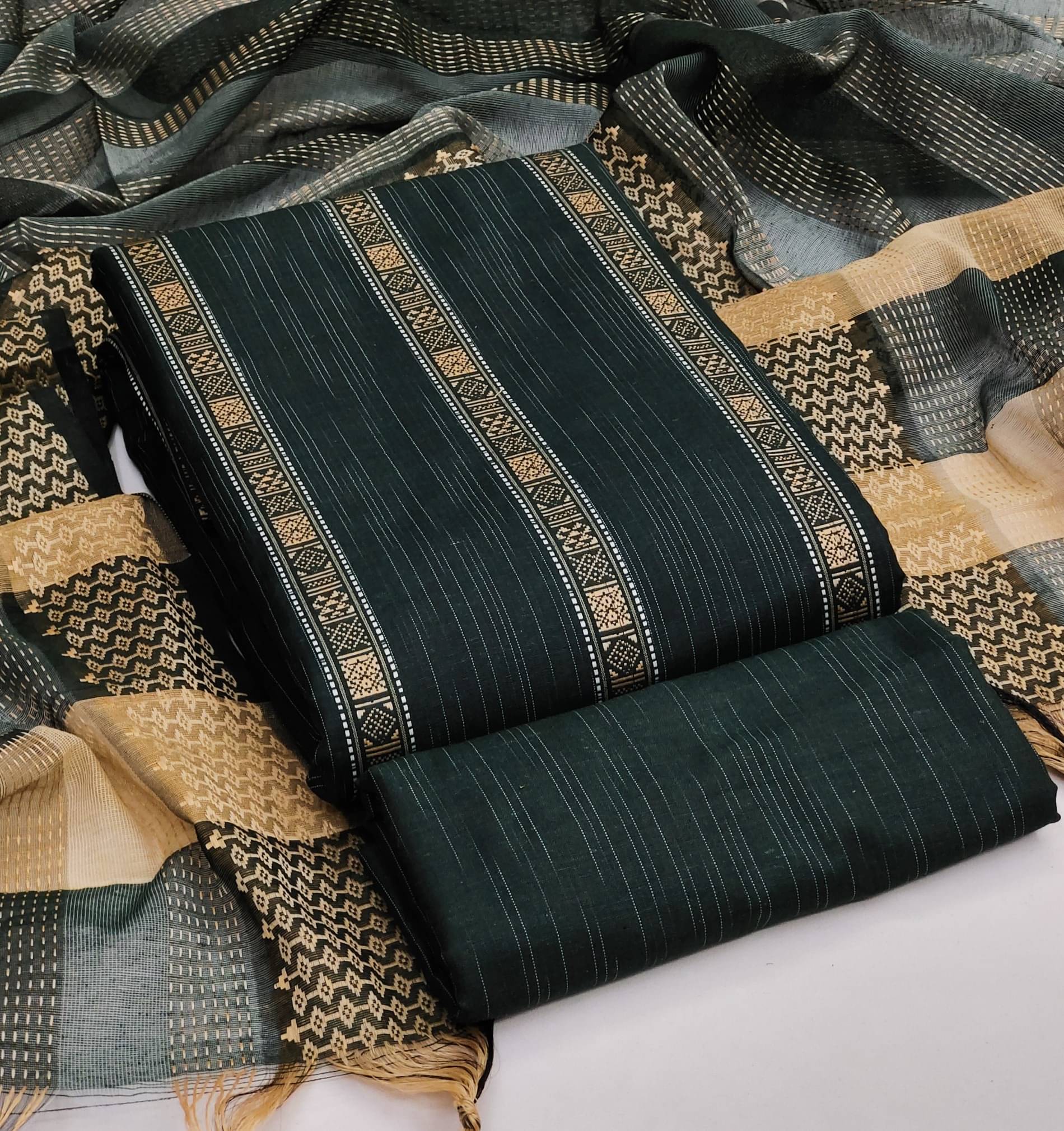 Rangtulika Ethnics Women Cotton Unstitched Dress Material ( Teal ) Rangtulika Ethnics Women Cotton Unstitched Dress Material ( Teal )