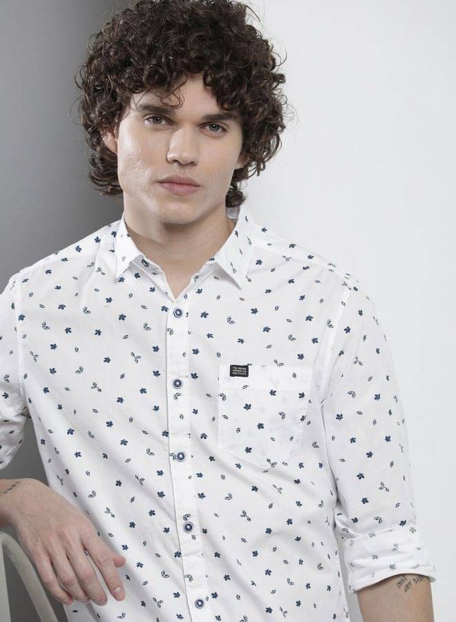 The Indian Garage Co. 100% Cotton Regular Fit Printed Full Sleeves Men's Casual Shirt - White ( Pack of 1 )     			The Indian Garage Co. 100% Cotton Regular Fit Printed Full Sleeves Men's Casual Shirt - White ( Pack of 1 )