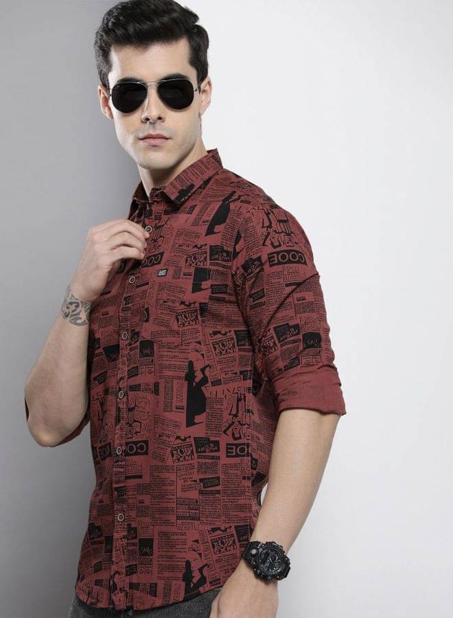 The Indian Garage Co. 100% Cotton Regular Fit Printed Full Sleeves Men's Casual Shirt - Rust ( Pack of 1 ) The Indian Garage Co. 100% Cotton Regular Fit Printed Full Sleeves Men's Casual Shirt - Rust ( Pack of 1 )