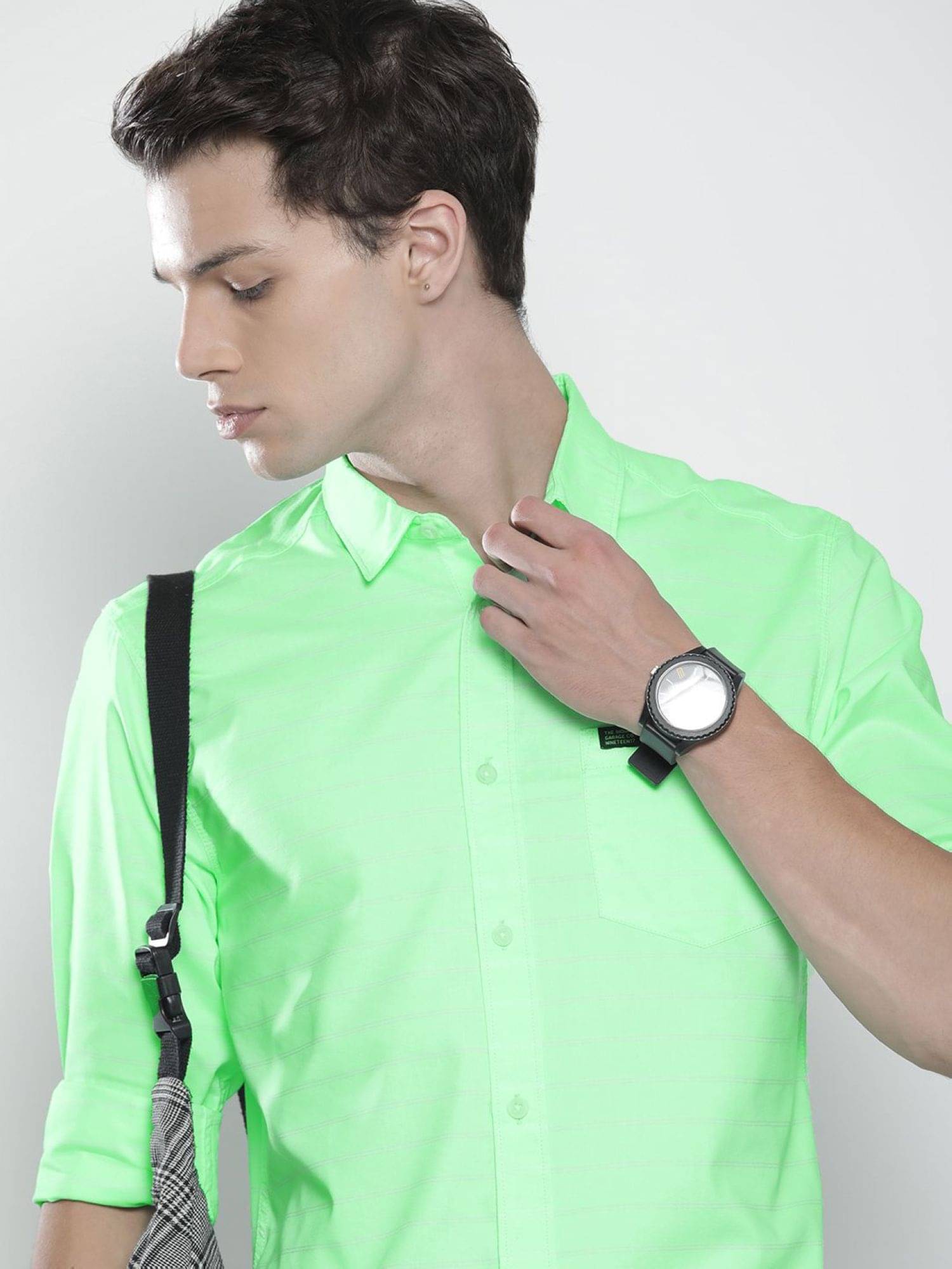 The Indian Garage Co. 100% Cotton Slim Fit Striped Full Sleeves Men's Casual Shirt - Green ( Pack of 1 ) The Indian Garage Co. 100% Cotton Slim Fit Striped Full Sleeves Men's Casual Shirt - Green ( Pack of 1 )