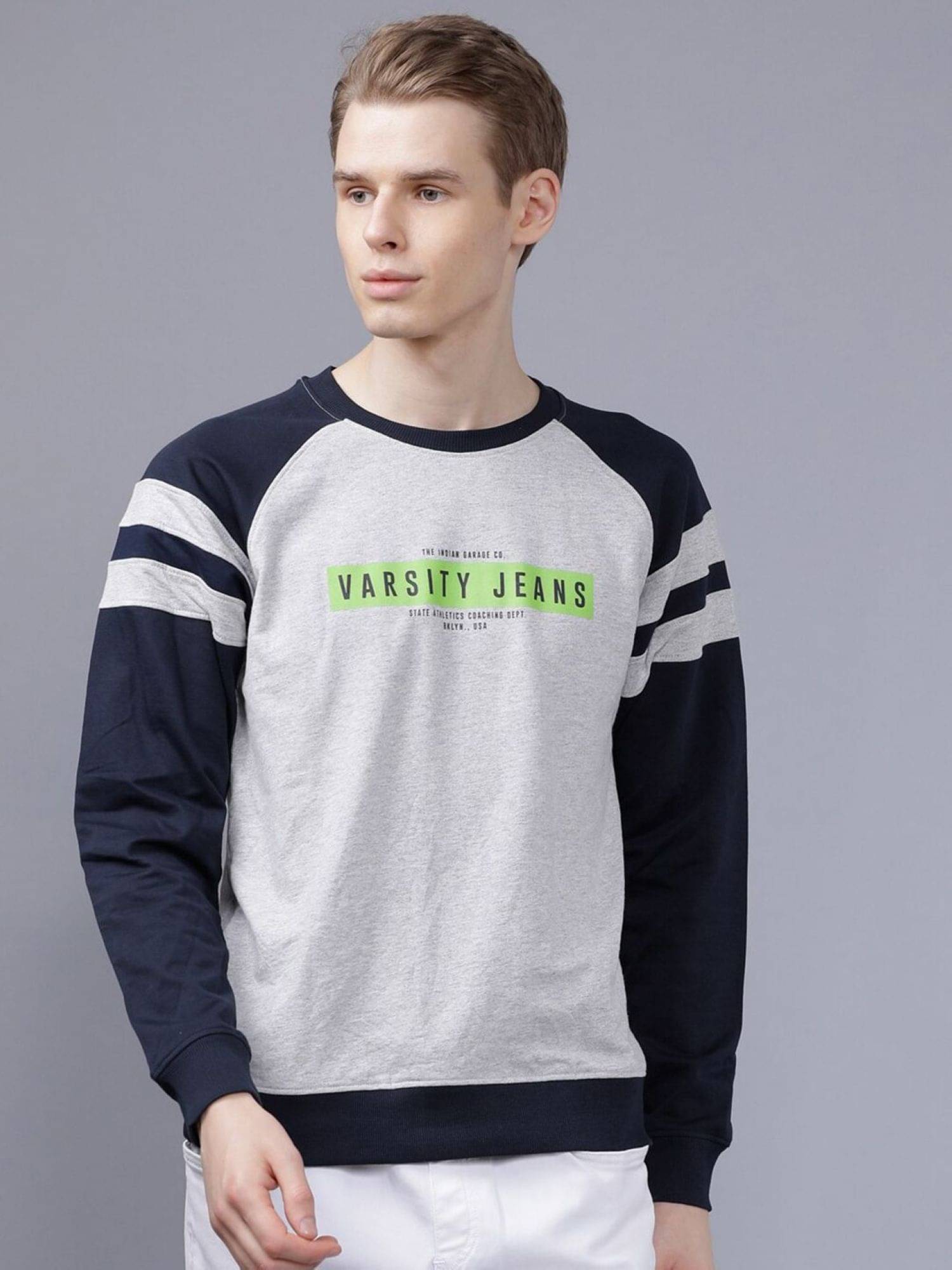     			The Indian Garage Co. Cotton Blend Round Neck Men's Sweatshirt - Grey ( Pack of 1 )