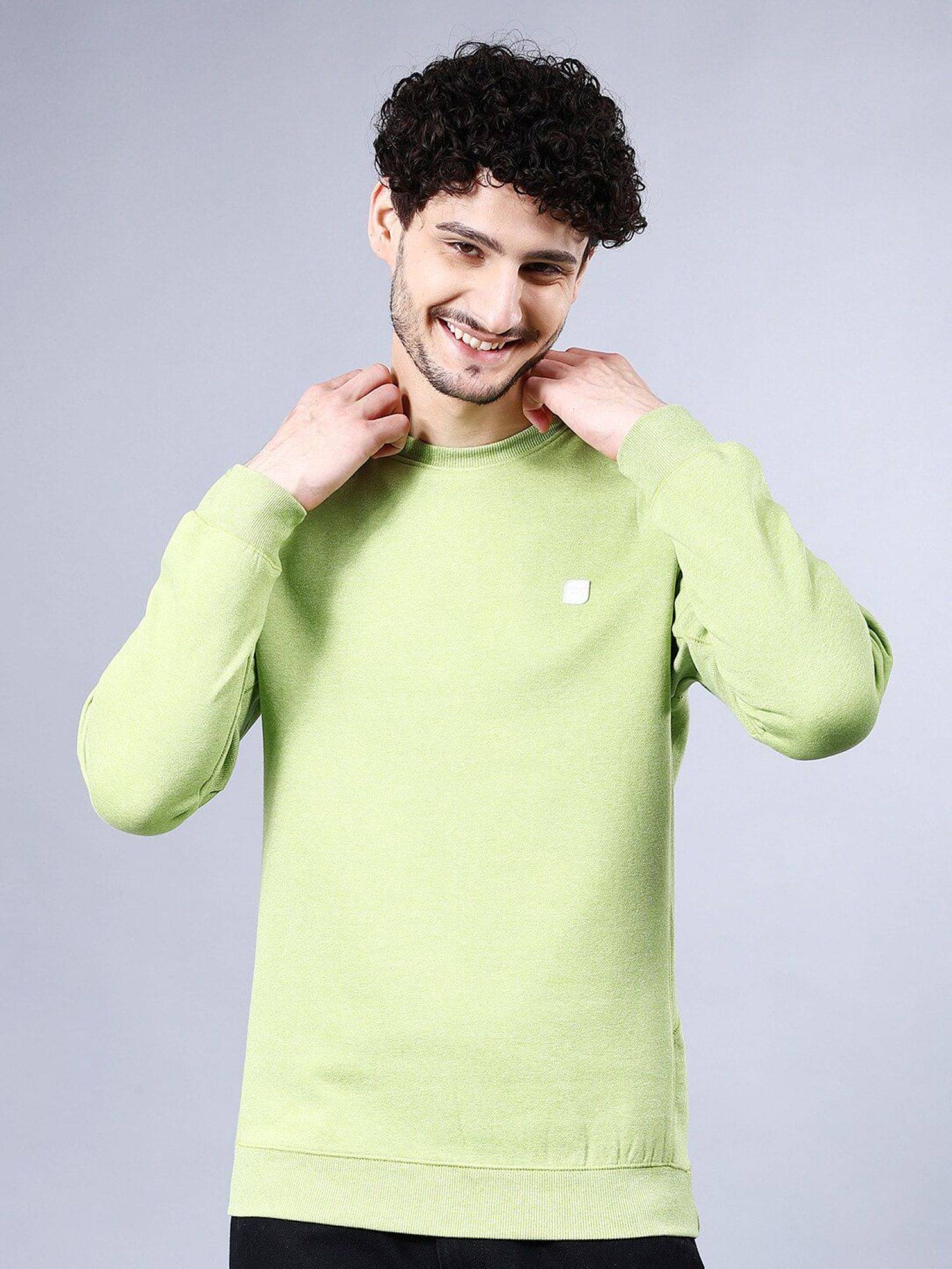     			The Indian Garage Co. Cotton Blend Round Neck Men's Sweatshirt - Sea Green ( Pack of 1 )