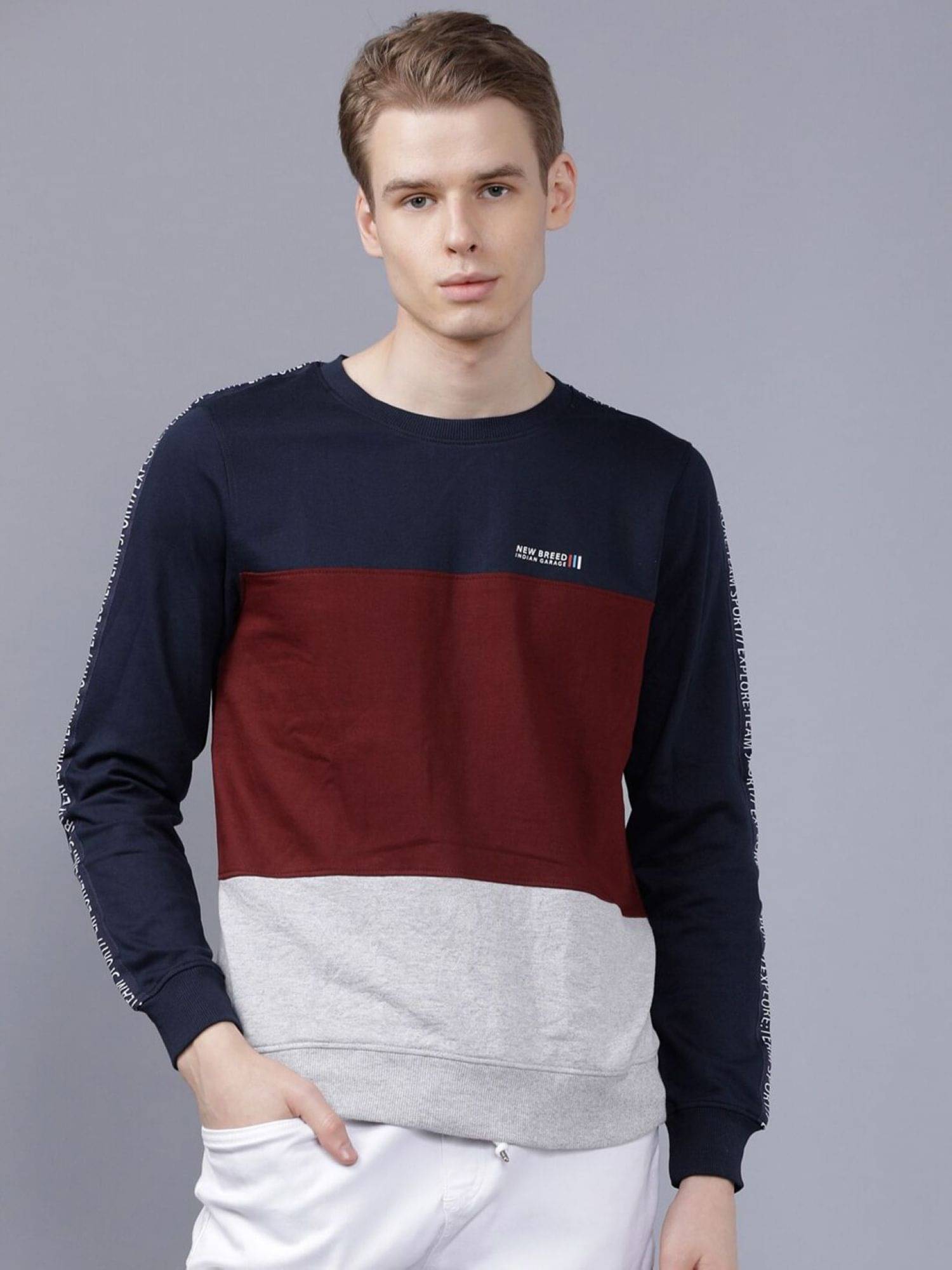 The Indian Garage Co. Cotton Blend Round Neck Men's Sweatshirt - Navy Blue ( Pack of 1 ) The Indian Garage Co. Cotton Blend Round Neck Men's Sweatshirt - Navy Blue ( Pack of 1 )