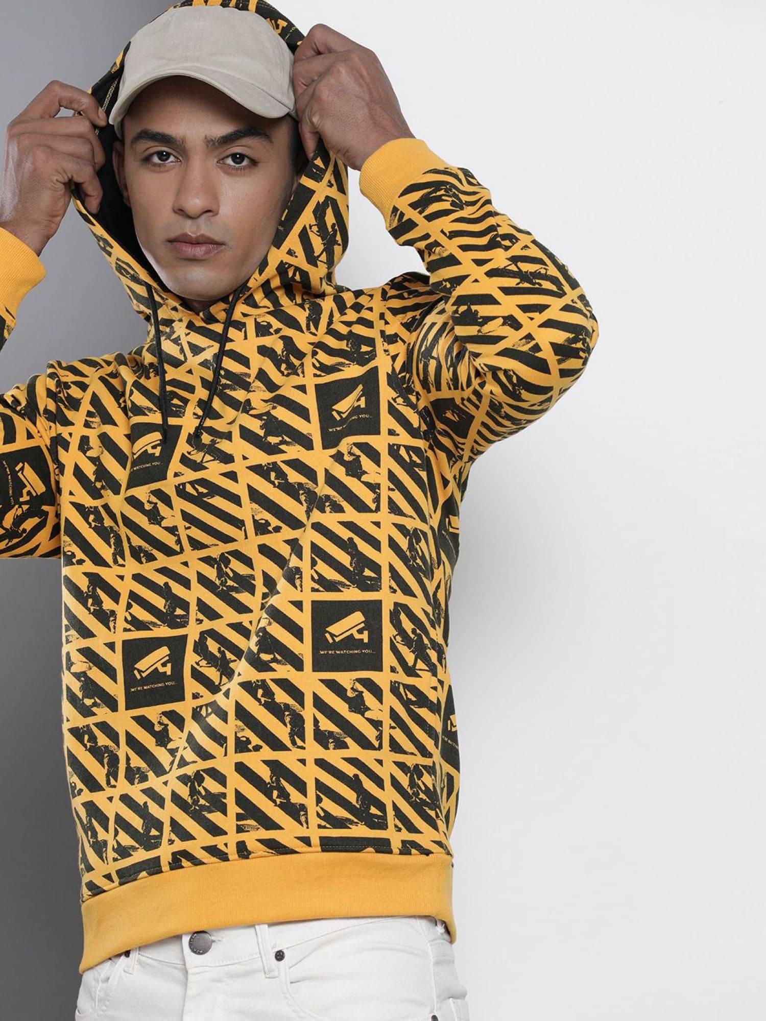 The Indian Garage Co. Cotton Blend Hooded Men's Sweatshirt - Mustard ( Pack of 1 ) The Indian Garage Co. Cotton Blend Hooded Men's Sweatshirt - Mustard ( Pack of 1 )