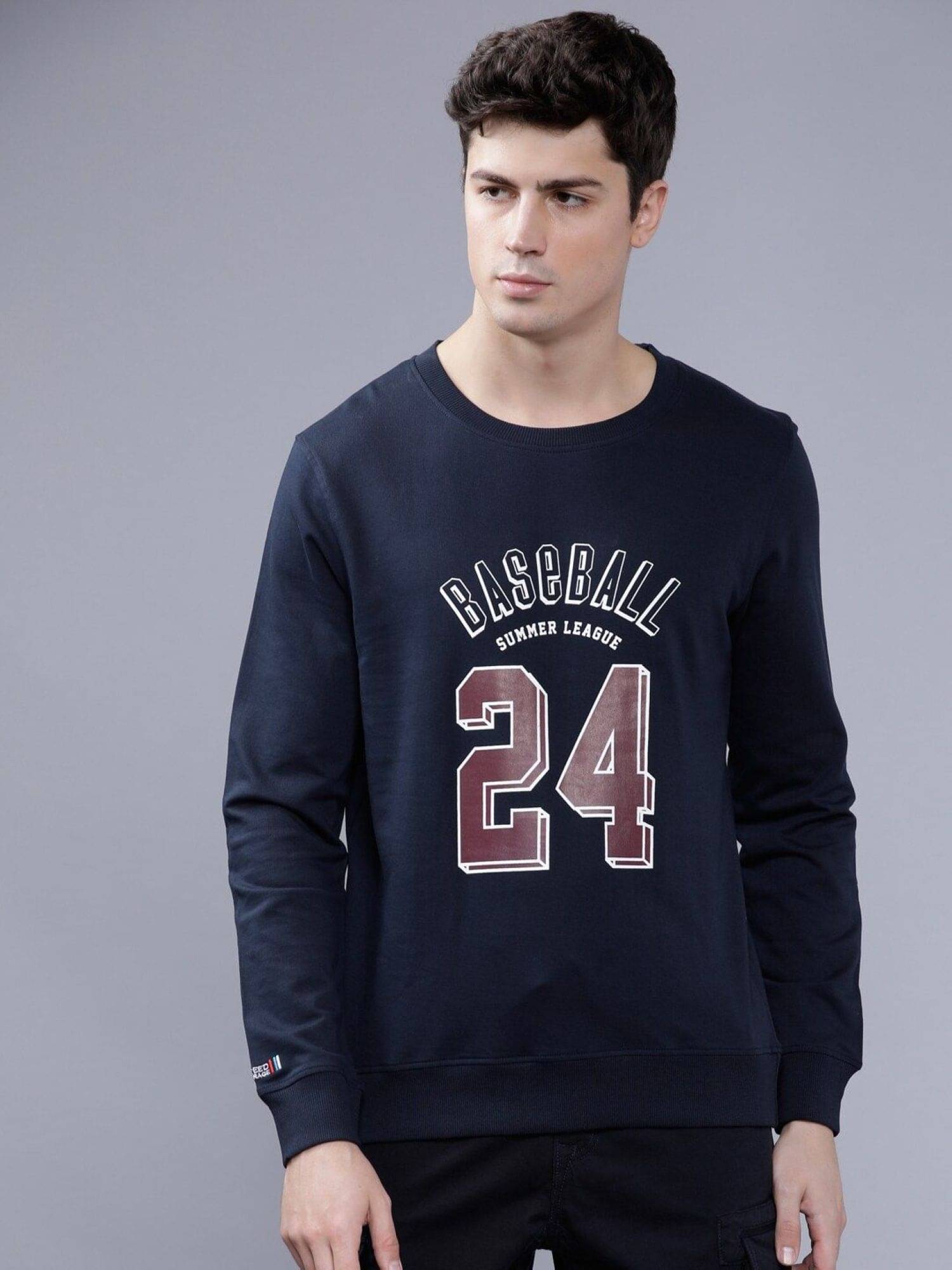     			The Indian Garage Co. Cotton Blend Round Neck Men's Sweatshirt - Navy Blue ( Pack of 1 )