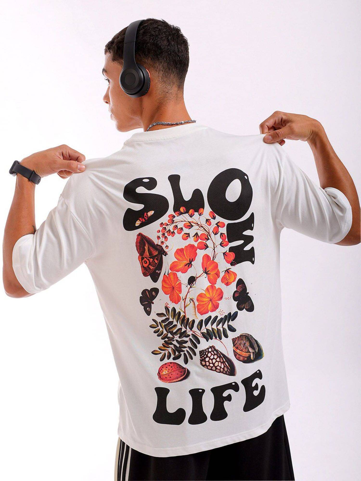     			The Indian Garage Co. Men 100% Cotton Oversized Fit Printed T-Shirt ( White )