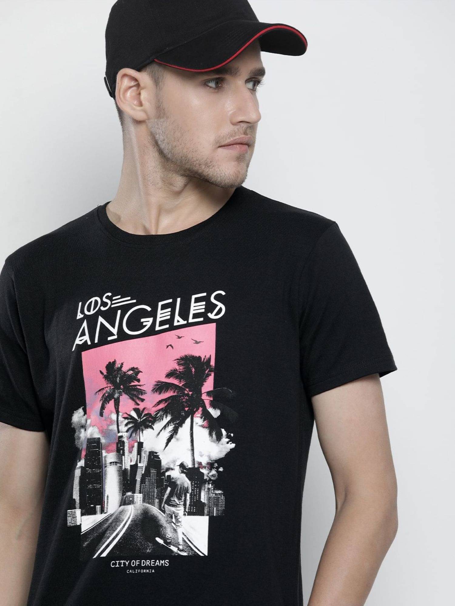     			The Indian Garage Co. Men Cotton Blend Regular Fit Printed T-Shirt ( Black )